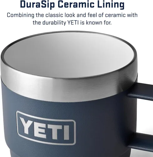 Vista 4 de YETI Rambler - Taza apilable de 6 oz, de acero inoxidable, aislada al vacío para espresso/café, paquete de 2 Azul marino