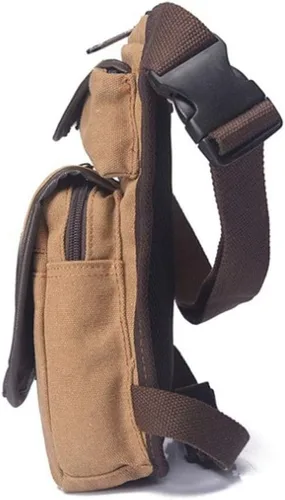 Vista 3 de Hebetag Bolsa de lona para piernas al aire libre para hombres y mujeres táctica militar motocicleta ciclismo multi-bolsillo cintura riñonera bolsa