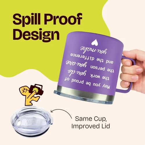 Vista 5 de KLUBI May You Be Proud Of The Work You Do - Regalos de salud mental para mujeres, vaso de 14 onzas, taza morada, regalo de agradecimiento