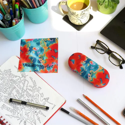 Vista 4 de Women Glasses Case, Hard Shell Eyeglass Holder, Protective with lip for easy openning with drawstring pouch and cloth