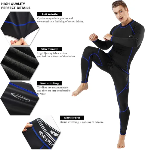 Vista 5 de Conjunto de ropa interior térmica para hombre con forro polar y capa base superior inferior