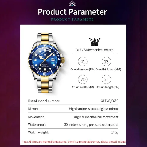 Vista 9 de OLEVS Relojes mecánicos automáticos para hombre, cuerda automática, de acero inoxidable de lujo, sin batería