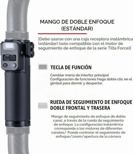 Vista 4 de Tilta Agarre de anillo avanzado compatible con DJI RS2, RS3 Pro, RS4, RS4 Pro, RS5 Enfoque inalámbrico y control de cardán Soporte multipotencia