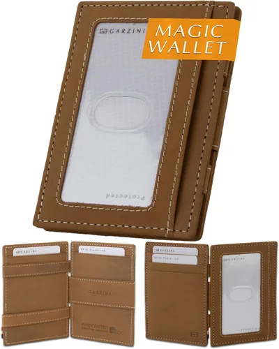 Vista 13 de GARZINI Cartera mágica con soporte para identificación, cartera minimalista con tarjetero RFID, cartera de cuero para 8 tarjetas, 01 Negro carbón