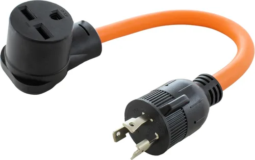 Vista 24 de AC WORKS Adaptador de salida de pared para secadora de 30 amperios y 4 clavijas (para enchufe de secadora de 30 A de 3 clavijas)