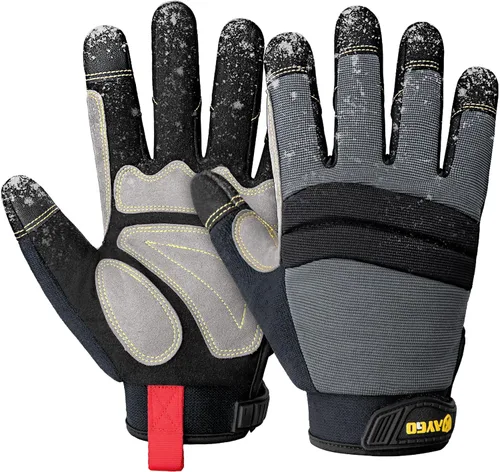 Vista 11 de KAYGO Guantes de trabajo para hombre, KG125M Guantes mecánicos de uso general para todo propósito, excelente agarre, resistentes, destreza mejorada
