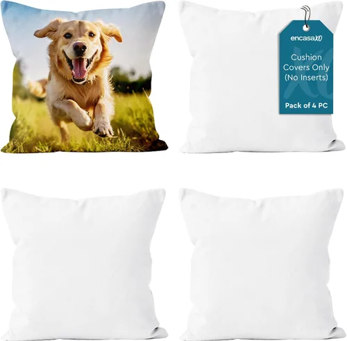Vista 9 de Encasa XO Fundas de almohada de 16 x 16 pulgadas – Sublimación en blanco natural (paquete de 4) paquete con cremallera invisible – Fundas de cojín