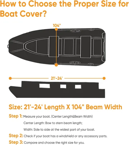 Vista 6 de NEVERLAND Funda para Barco Impermeable de Alta Resistencia Funda para Lancha Pontón Lona de Poliéster de Grado Marino Cubierta Remolcable Se Adapta