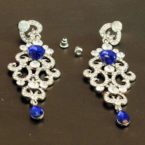 Vista 4 de Chran Exquisitos pendientes de boda de cristal con forma de lágrima para mujer