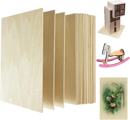 Vista 9 de MUXGOA 20 piezas de hojas de madera, hojas de madera de balsa sin terminar para manualidades DIY, láminas delgadas de madera para adornos de madera