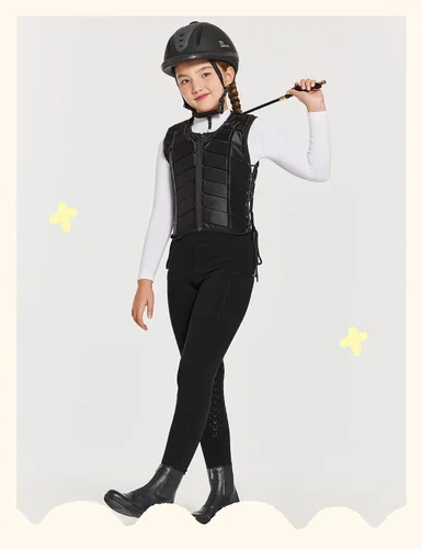 Vista 6 de FitsT4 - Pantalones de equitación con forro polar de invierno para niñas, de silicona, con bolsillos