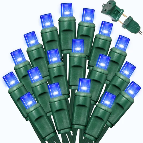 Vista 5 de LAMPHOME 100 unidades (2 paquetes de 50L) de luces de cadena, 30% de bombillas centelleantes y 70% de bombillas de luz constante, luces de Navidad
