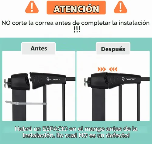 Vista 5 de COMOMY Puerta para mascotas de cierre automático con puerta de gato, puerta Negro