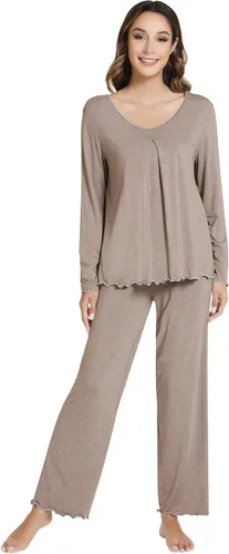 Vista 78 de NACHILA Women's Pajamas Set-Viscose Made from Bamboo, Long Sleeve Sleepwear Top with Pants Comfy Pajama Soft 2 Piece Pjs B-aqua Green