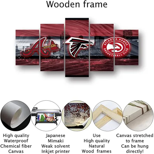 Vista 3 de Atlanta City - Póster del equipo deportivo de la ciudad de Atlanta, lienzo deportivo, patrón artístico de pared, diseño Art Deco para decoración