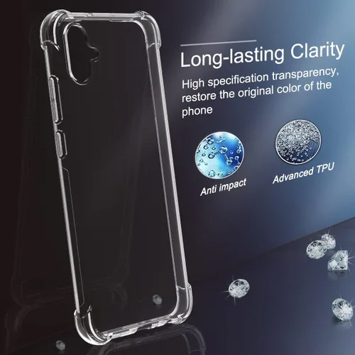 Vista 3 de Osophter Para Samsung Galaxy A04E Caso: Transparente Transparente Con Protector De Pantalla TPU Absorción De Golpes Flexible Cubierta Del Teléfono
