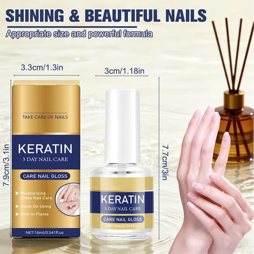 Vista 2 de 2 unidades de cuidado de uñas de 3 días - Aceite de queratina para el cuidado de uñas, tratamiento hidratante para uñas fuertes y brillantes, repara