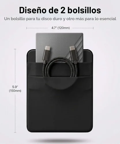 Vista 2 de Soporte para disco duro y SSD de 2 bolsillos para laptop, adhesivo reutilizable 3M Stick-On Sleeve for 2.5-Inch External HDDs & SSDs 5.9 x