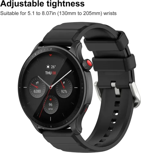 Vista 2 de Correa de silicona suave de liberación rápida para Amazfit GTR 4, casual y a la moda, ajuste ajustable con cierre de hebilla de alfiler, fácil
