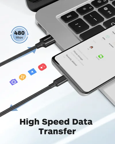 Vista 6 de aceyoon Cable micro USB de 1 pie, paquete de 2 cables de carga USB 2.0 Micro B, cable corto de nailon trenzado de datos para teléfono Galaxy S6 S7