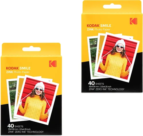 Vista 5 de Kodak - Papel fotográfico con impresión Zink de alta calidad de 3.5 x 4.25 pulgadas (40 hojas) compatible con cámara instantánea Kodak Smile Classic