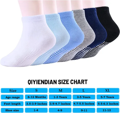 Vista 2 de 6 pares de calcetines antideslizantes y cálidos con puños para bebés, niños y niñas