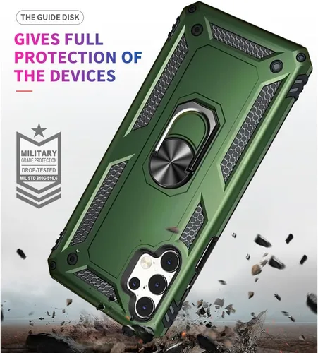Vista 2 de Yiakeng Funda para Galaxy A32 5G, Samsung A32 5G, fundas protectoras de grado militar con anillo para Samsung Galaxy A32 5G (verde militar)