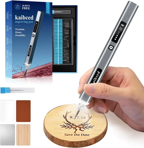 Vista 9 de Bolígrafo de grabado, bolígrafo de grabado inalámbrico para artistas y aficionados al bricolaje, graba más de 60 superficies, apto para Gris