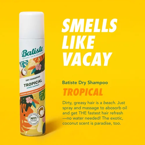 Vista 3 de Batiste Champú seco tropical, champú sin agua, 3.81 onzas, paquete de 3
