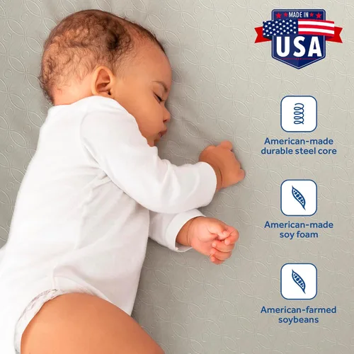 Vista 19 de Sealy Posture Perfect - Colchón impermeable de 2 etapas para cuna y colchón para cama de bebé, espuma viscoelástica híbrida y 150 bobinas de alta