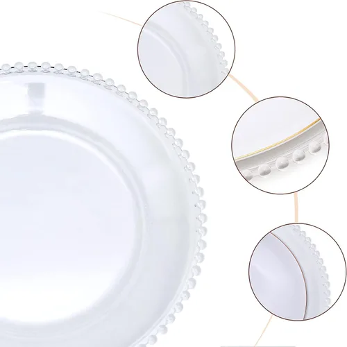 Vista 6 de Platos de carga de acrílico transparente de 33 cm, juego de 10 piezas, redondos para mesa, decoración para bodas, fiestas, eventos