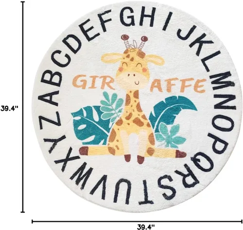 Vista 2 de LIULA ABC - Alfombra infantil de jirafa para sala de juegos, 3.3 pies, lavable, colorida, para cuarto de bebé, ultra suave, antideslizante, alfombra