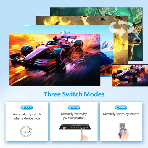 Vista 5 de 8K HDMI Switch 4 en 1 salida 4K @120Hz HDMI Switcher con control