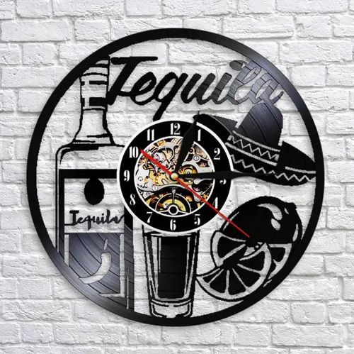 Vista 5 de Reloj de decoración de pared de 12 pulgadas/11.8 in para bebidas Dringking, arte de pared, reloj de pared de tequila, reloj de pared de tequila