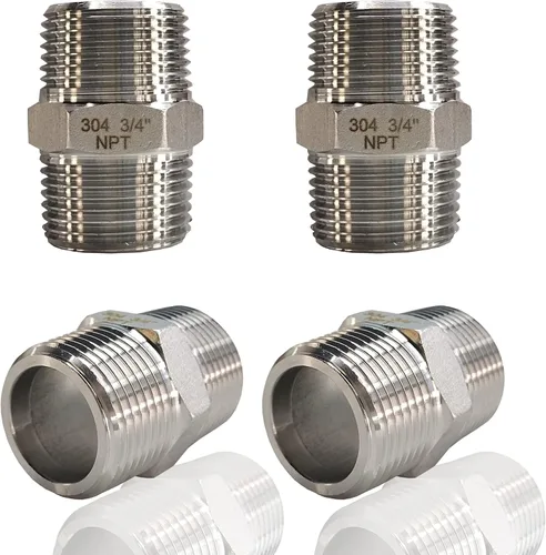 Vista 10 de 4 piezas de tetina hexagonal de 1/2" macho x 1/2" macho accesorios de tubería, adaptadores de tubería de rosca macho NPT de 1/2 pulgada de acero