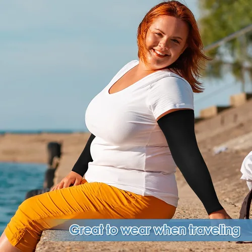 Vista 4 de 4 pares de mangas de compresión de gran tamaño para mujer, con protección solar UV, de seda helada, de gran tamaño, para mujer