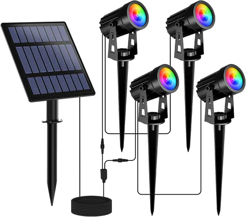Vista 15 de T-SUNUS Luces Solares de Navidad para Exteriores Blancas 6000K IP65 Impermeables 2 en 1 Reflectores de Paisaje, Cable de 9.8 pies con Panel Separado