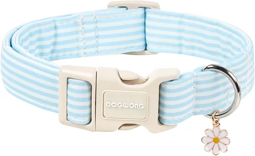 Vista 55 de DOGWONG Collar de Algodón para Perro, Collar para Perro de Cuadros Azules Resistente, Collar Suave y Duradero para Perro Macho, Lindo Collar de A