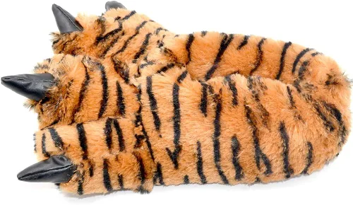 Vista 4 de Millffy Divertidas pantuflas de oso con patas de dinosaurio para adultos, pantuflas de dinosaurio para niños pequeños y adultos