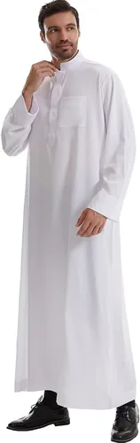 Vista 3 de Ropa musulmana para hombre, bata de caftán duradera, vestido largo de Dubai, ropa étnica, 1 bata suave