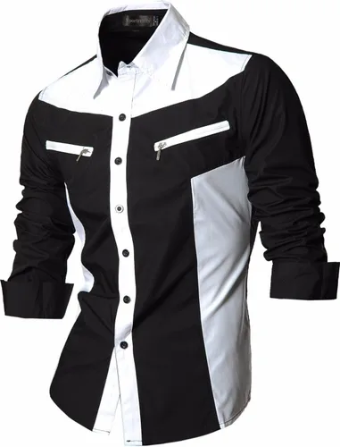 Vista 31 de JZS041, camisa de vestir de manga larga para hombre
