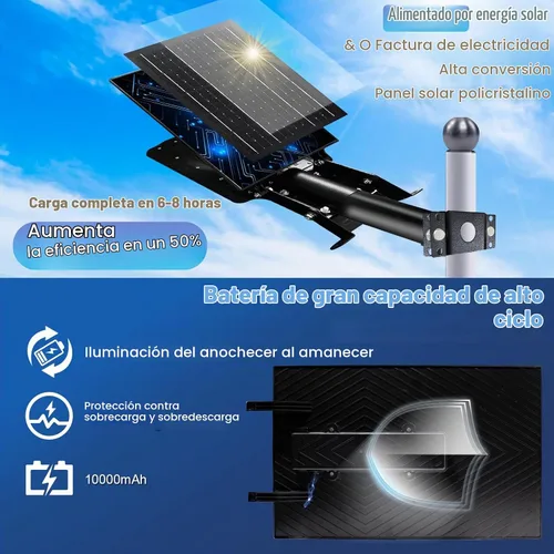 Vista 2 de Luces solares de calle Eleganted al aire libre, luces solares al aire libre impermeables de 10000 lúmenes del atardecer al amanecer, luces solares