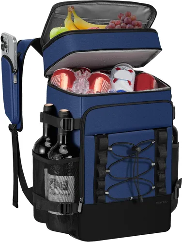 Vista 8 de MIYCOO Mochila enfriadora – 40 latas con aislamiento para hombres y mujeres, portátil con 2 compartimentos a prueba de fugas, bolsa enfriadora
