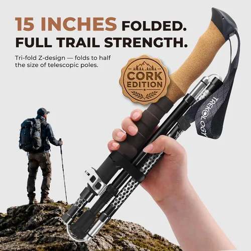 Vista 2 de Trekology Trek-Z - Bastones de senderismo y trekking plegables - Soporte de equilibrio para personas mayores, mujeres y hombres, 2 unidades por set