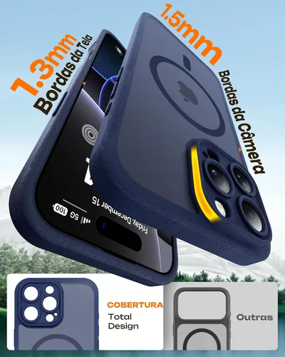 Vista 361 de TOCOL Funda para iPhone 11, compatible con Magsafe, protección completa de cámara, imanes integrados, protección contra caídas, funda translúcida