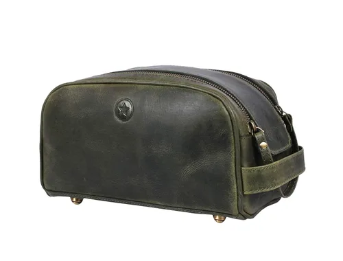 Vista 10 de Neceser de viaje de cuero premium de 10 pulgadas con forro impermeable Kit Dopp vintage hecho a mano tamaño King por Aaron Leather Goods