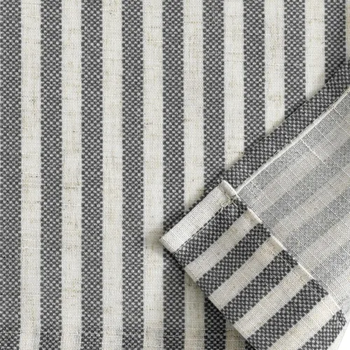 Vista 7 de Vangao Cenefa de lino a rayas, color negro, 50 pulgadas de ancho x 16 Boxter Stripe Negro sobre Beige
