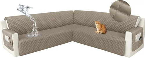 Vista 19 de HDCAXKJ Funda seccional de esquina impermeable para sofá de terciopelo en forma de L, fundas para sofá para mascotas, perros, suaves, resistentes