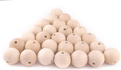 Vista 4 de TheBeadChest - Cuentas de madera natural sin terminar (1.18 pulgadas, juego de 10)