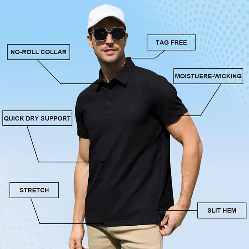 Vista 4 de GymSmart Polo Shirts for Men Short Sleeve Casual Business Sports Tennis Golf Shirts